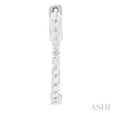 1/2 ctw Inside-Out Single Prong Set Round Cut Diamond Hoop Earrings in 14K White Gold